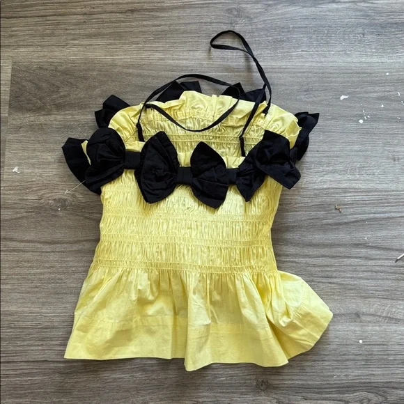 NWOT Damson Madder YELLOW BEA BOW RUCHED TOP Size 8/4US - Picture 7 of 9